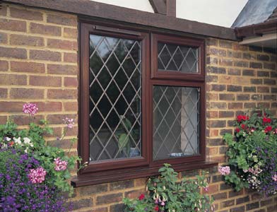 Woodgrain Window with diamond leading